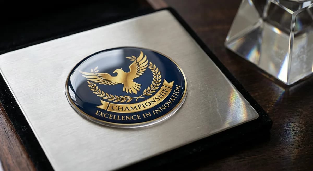 Awards trophies dome label application 1